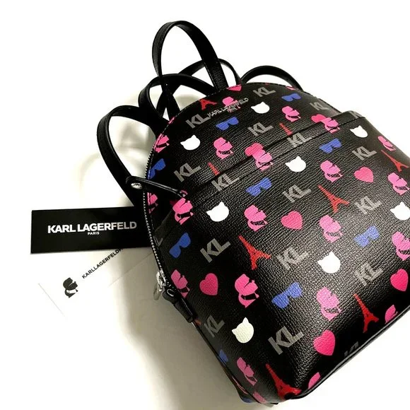 Karl Lagerfeld Beige Backpack with Cat and Sunglasses Motif Karl Lagerfeld Backpack Black Bags & Handbags for Women for  main image 4